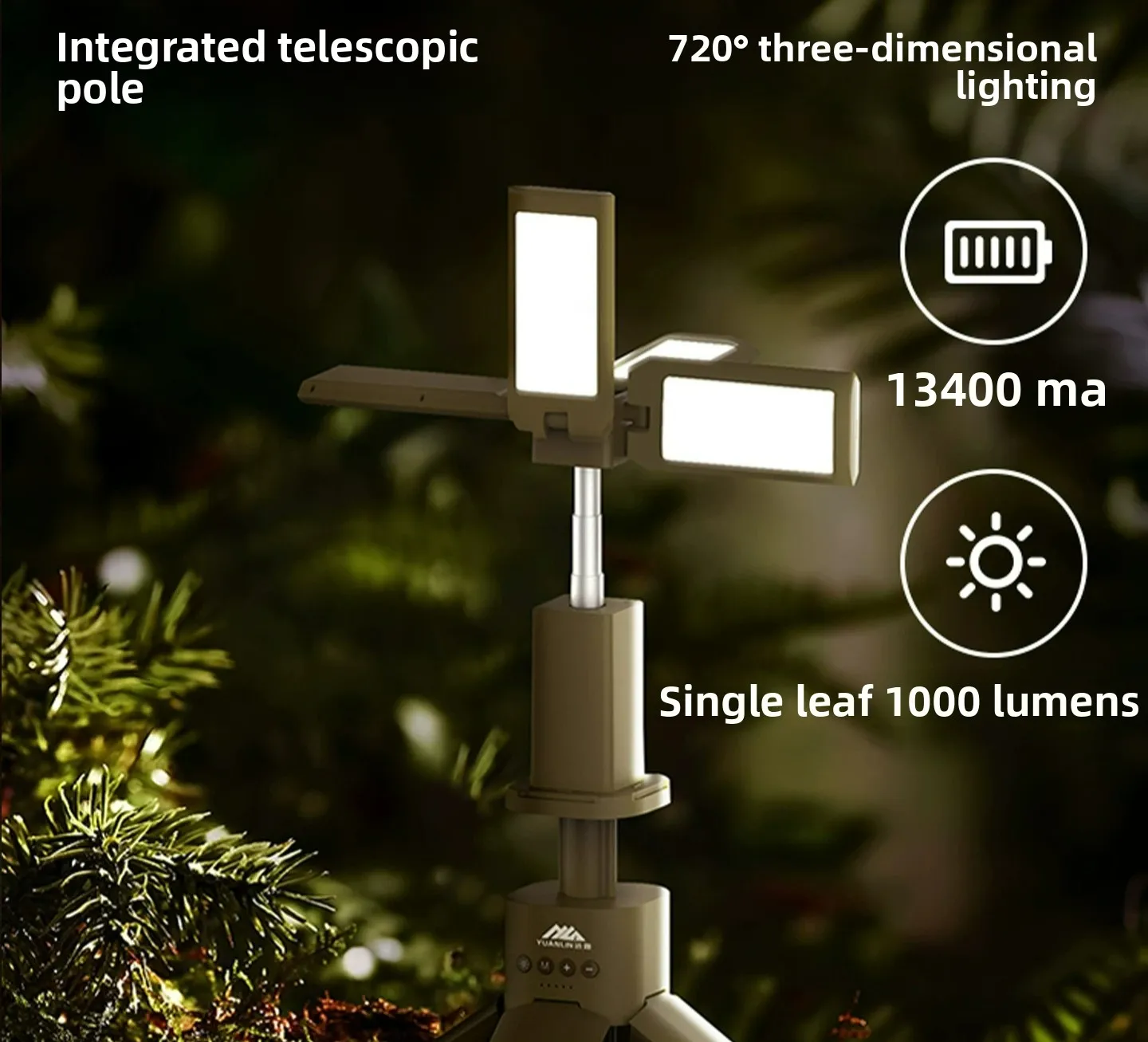 Retractable Camping Lantern 8000mAh 1000LM LED Tent Light with Power Bank USB-C Fast Charging Outdoor Lamp for Hiking