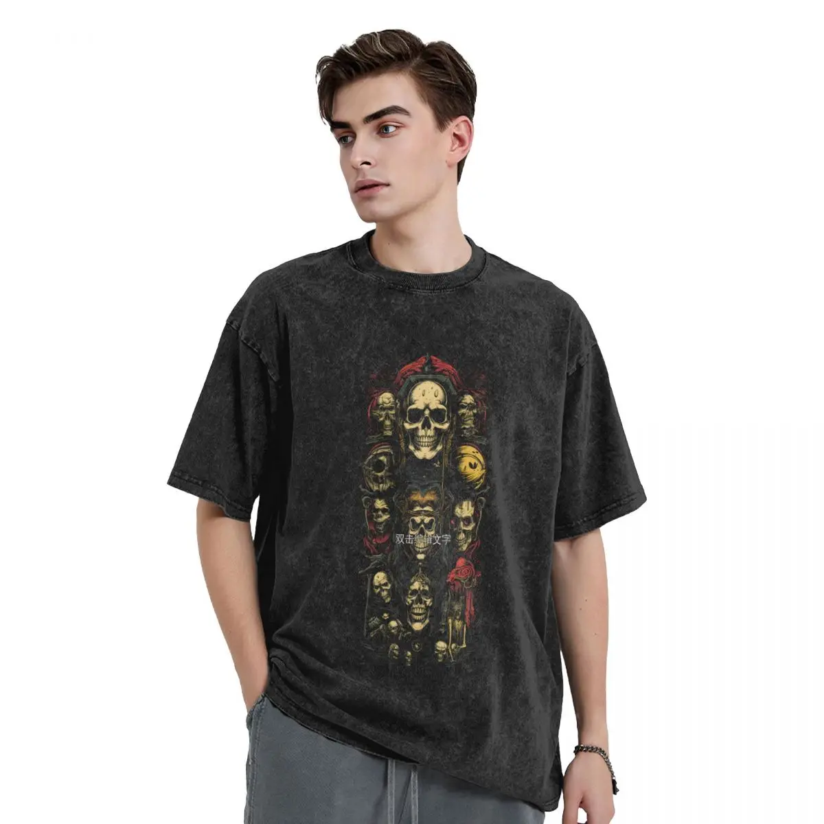 

Skull Vintage T Shirts for Men Graphic Novelty T-shirt Cotton Short Sleeve Crew Neck Top Tees Male Clothing Fashion Designed