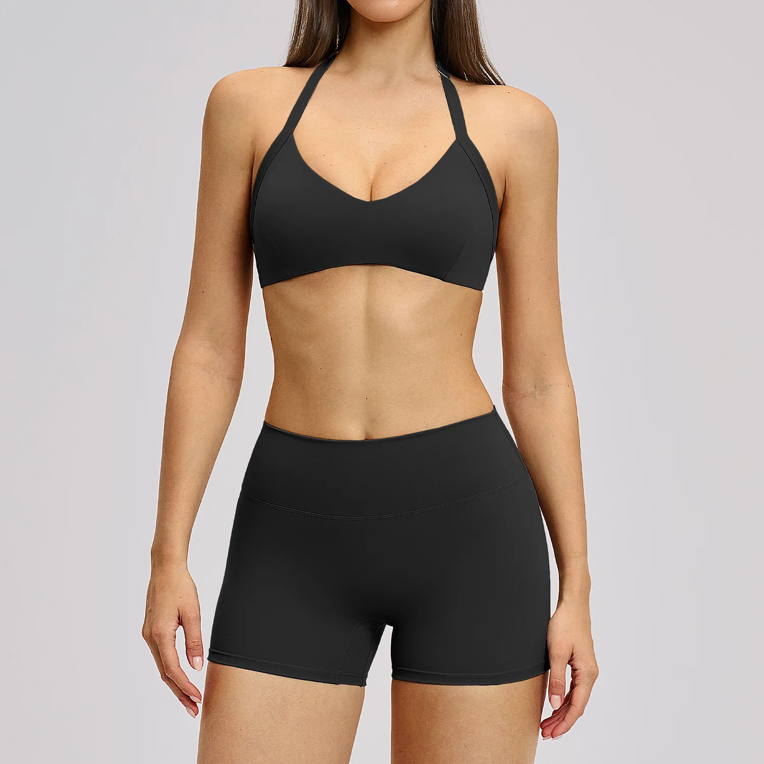 Maxdutti Shaving Exercise Yoga Set Hollow Neck Hanging Back Yoga Suit Sports Running Fitness Set Two Piece Set Women's Suit