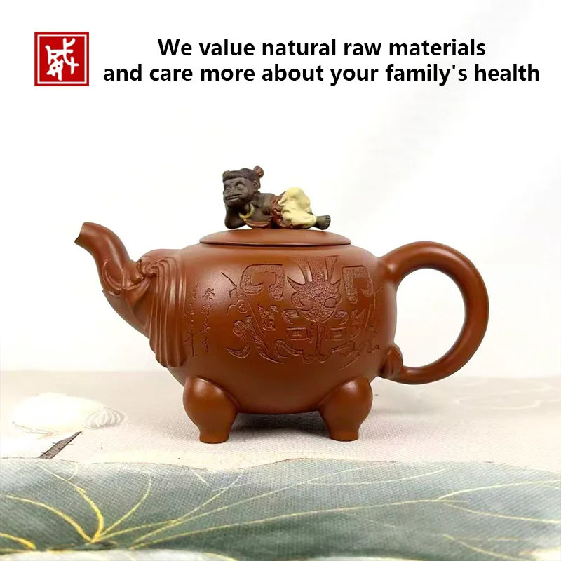 

Yixing Zisha Teapot, Chinese Kung Fu Tea Pot, Nezha Tea Pot, Auspicious Elephant Teapot, Handmade Purple Clay Pot, Chinese Mytho