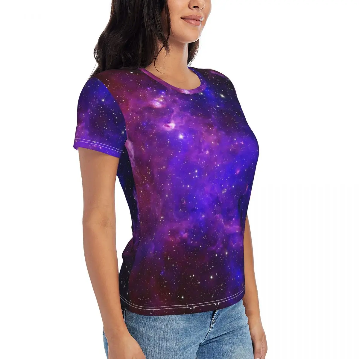 Purple Galaxy T Shirt Vintage Print Y2K Funny T Shirts O Neck Vintage Casual Tshirt 2024 Ladies Short Sleeve Design Clothes