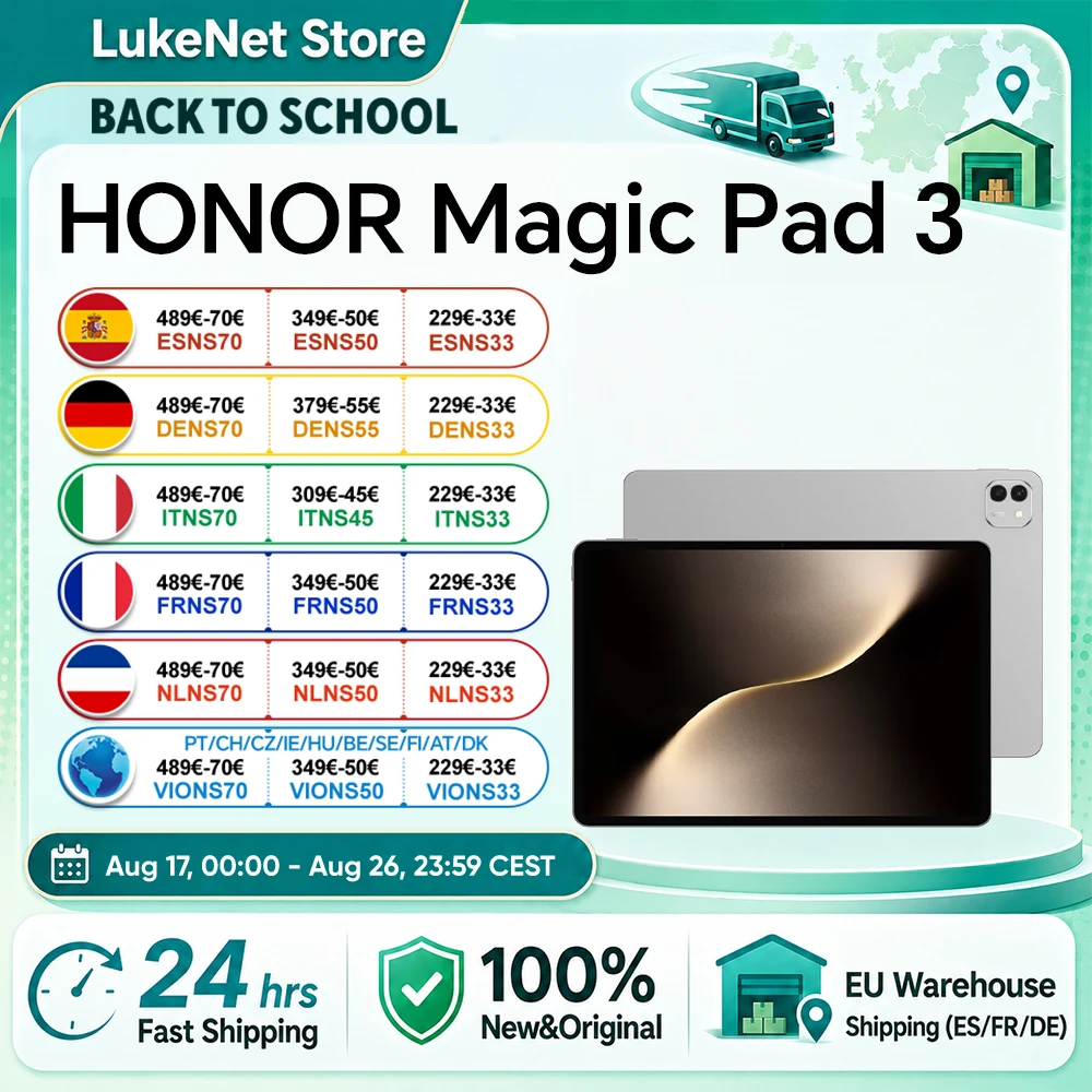 HONOR Magic Pad 3 Tablet EU-Version Snapdragon 8s Gen 3 13,3'' 3K LCD 165Hz Display Pad Snapdragon 8s Gen 3 12450mAh Akku Android 15