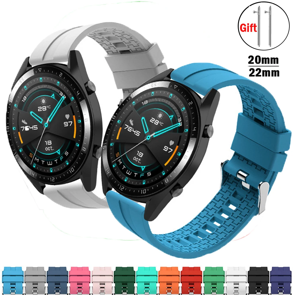 Silicone strap for Samsung Galaxy 6/4/classic/Active 2 5Pro 7 FE 40mm/44mm 20mm 22mm Sport bracelet huawei watch gt 2-e-pro band