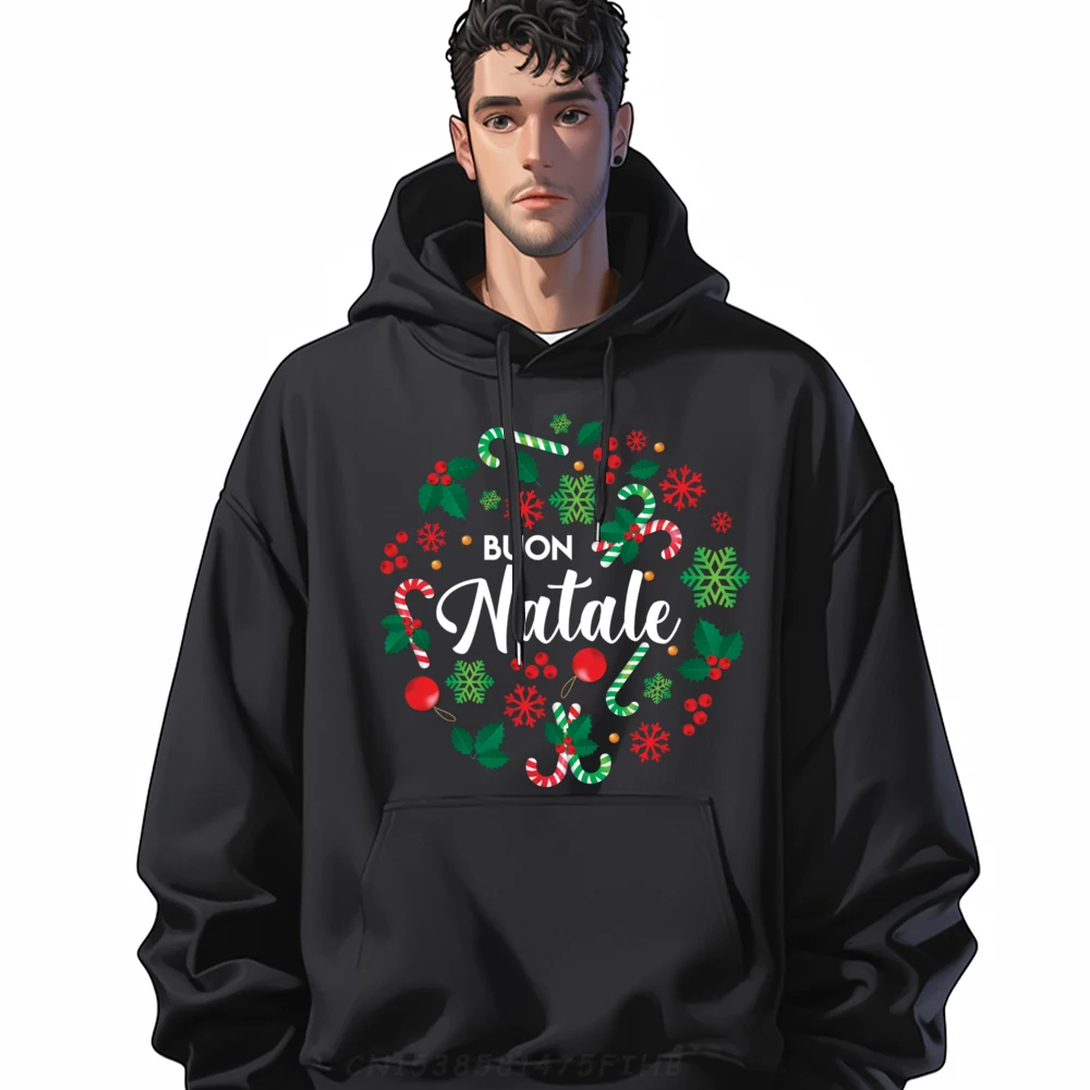 

Buon Natale Italian Merry Christmas Holiday Greeting Xmas Men Sweatshirts High Quality Luxury Clothes Men Group