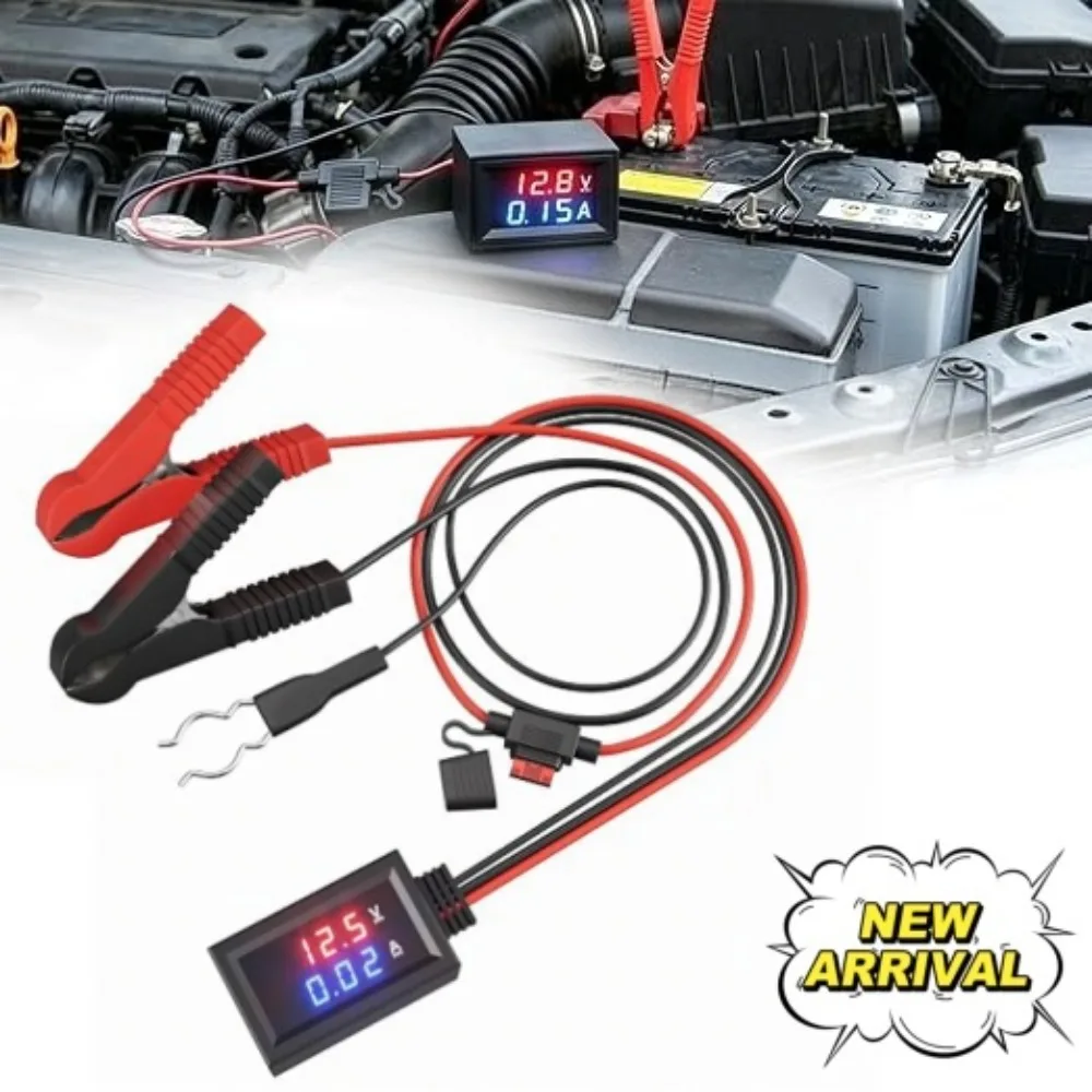 New Car Parasitic Draw Tester with Alligator Clip Battery Drain Detector Current Leak Finder for Car Electrical Diagnostics Tool