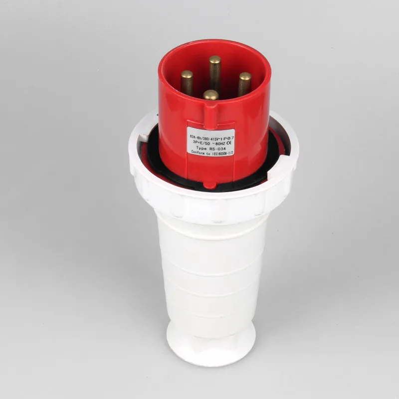 1PCS Industrial Plug Waterproof Three-phase four-wire 63A-6H 380-415V 4 PIN Male