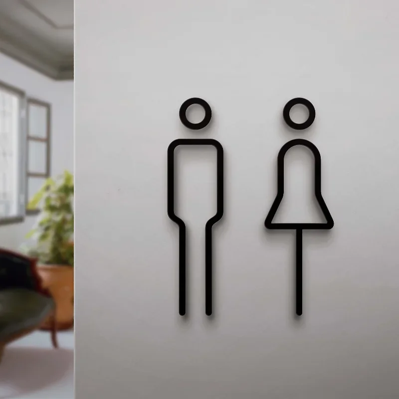 Acrylic Door Sign Restroom Ladies And Gentleman Toilet Sign Plate Mall Office Hotel Wash Room Toilet Reminder Signage Board