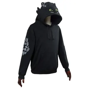 So trainieren Sie Ihr benachteiligter Dragon Hoodie Cosplay, Erwachsener Unisex Sweatshirt, lässige schwarze Pulloton, Kapuzenmäntel, Kapuzenmantel 12 Hauptverkäufe wie Sie Ihre Drachenfantasien trainieren - №8