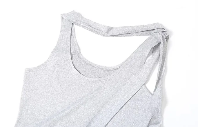 Grey Large U-Neck Pure Cotton Dress For Women, Casual And Comfortable, With Irregular Waistband And Slimming Long Skirt