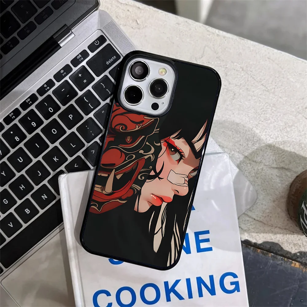 Anime Ghost Mask Girl Phone Case Strong Magnetic For IPhone 15 14 13 Pro Max 11 12 Mini Alex Mirror For Magsafe