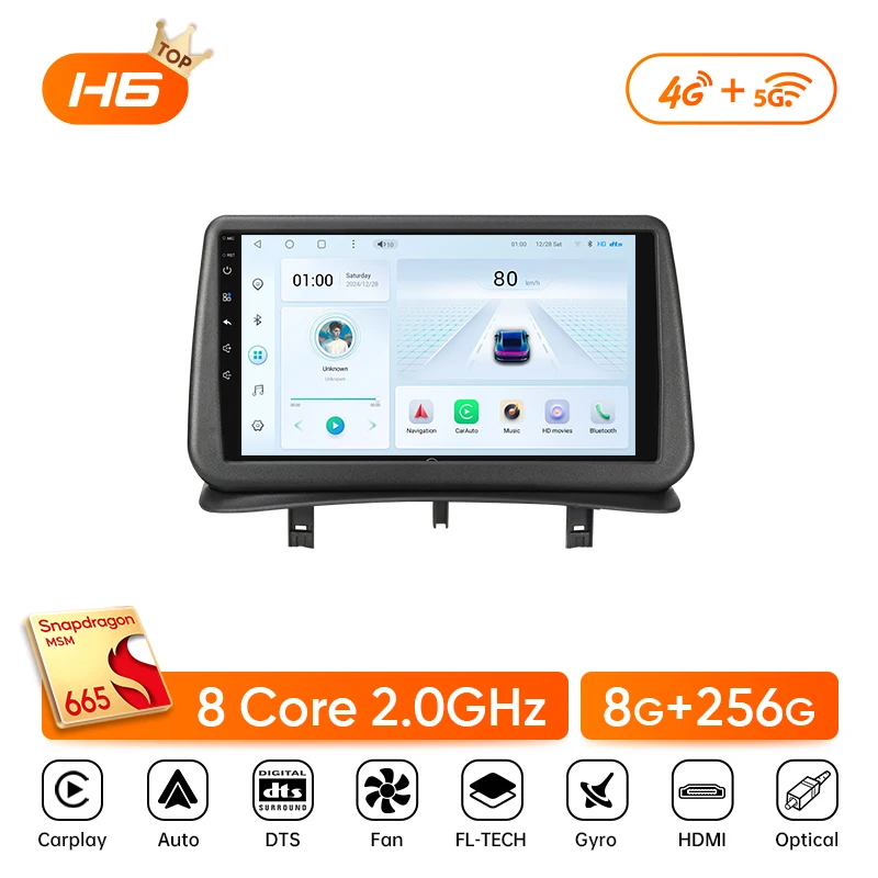 Ainavi Autoradio voor Renault Clio 3 2005-2014 Draadloze CarPlay Android Auto 4G Multimedia Speler Navigatie GPS 2din Autoradio