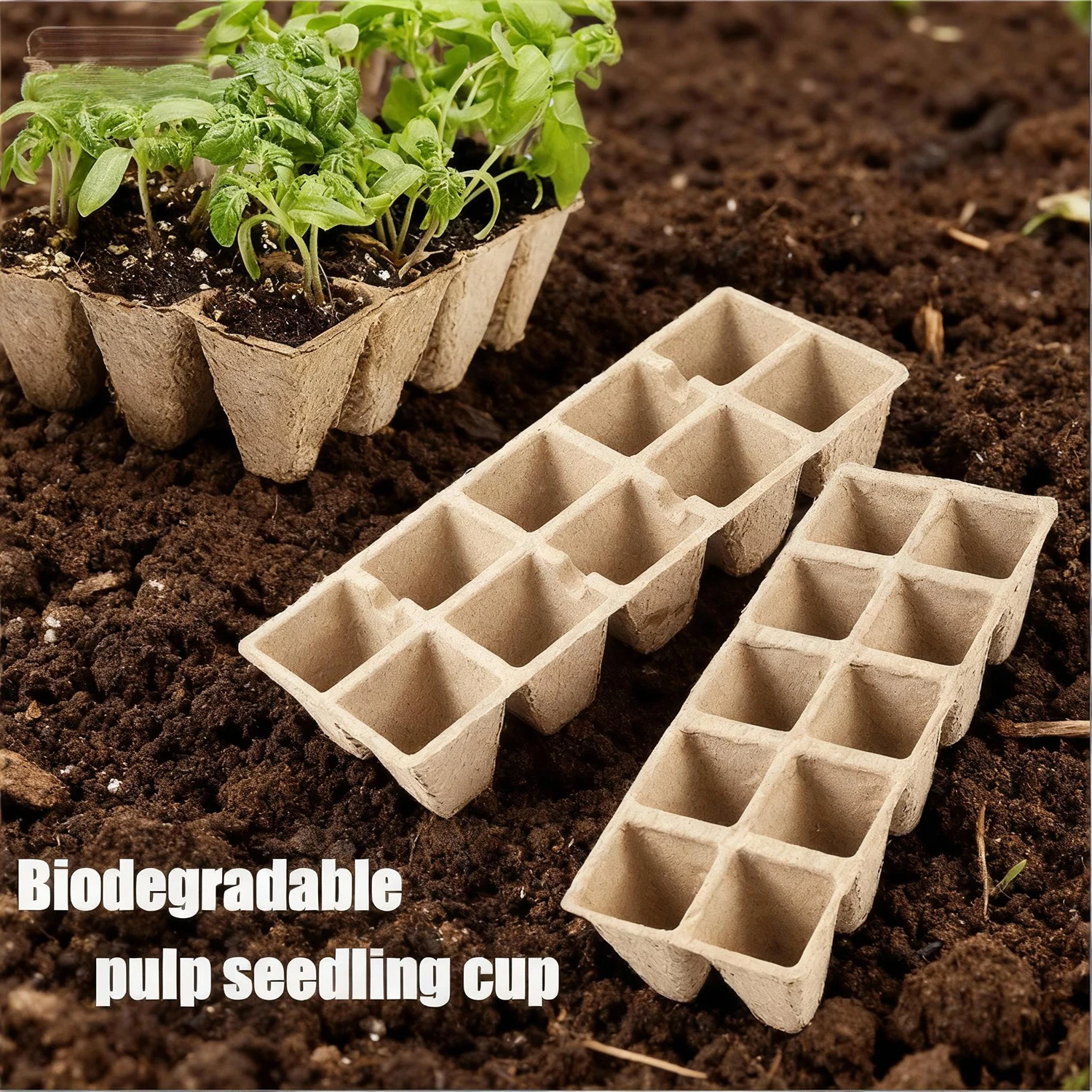 5Pcs 10 Cell Seed Starter Tray Biodegradable Pulp Seedling Cup Garden Nursery Pots Plant Seedling Germination Cultivation Tool