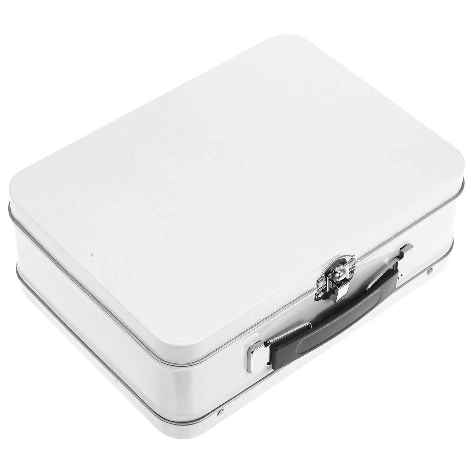 

Tin Box Handle Large Capacity Smooth Easy Clean Rectangular Design Multi Purpose Jewelry Sundries Organizer Travel Office