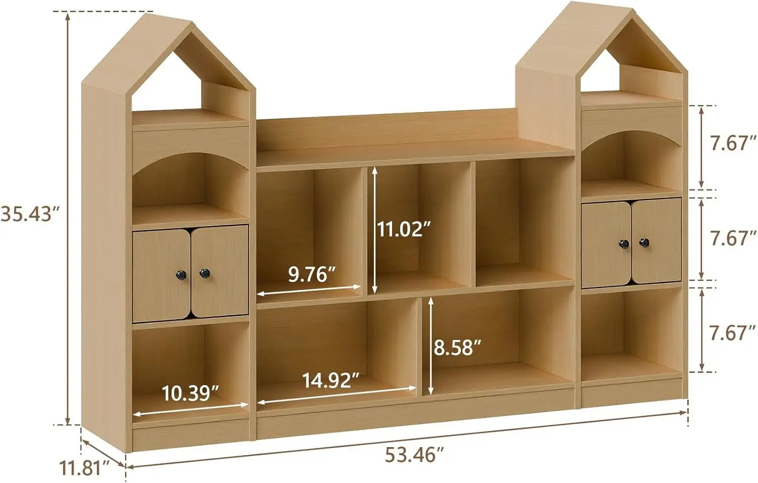 Estante infantil em formato de castelo, organizador de armazenamento de brinquedos para crianças, vitrine multifuncional, armário de armazenamento