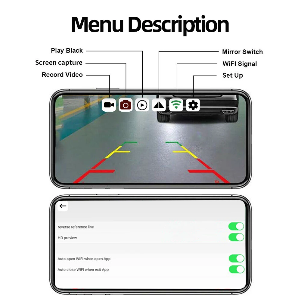 Беспроводная Автомобильная камера заднего вида BOENKAI, Wi-Fi, 170 градусов, камера заднего вида, HD, ночное видение, парковочная, для iPhone, Android, 12 В, водонепроницаемая