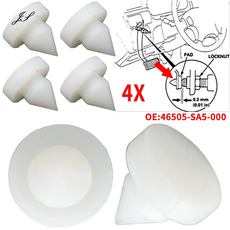 Almohadilla de tope de Pedal de embrague de freno, color blanco, 46505SA5000, para Honda Accord Civic Pilot Crosstour CR-V Insight, Acura Integra MDX, 4 Uds.