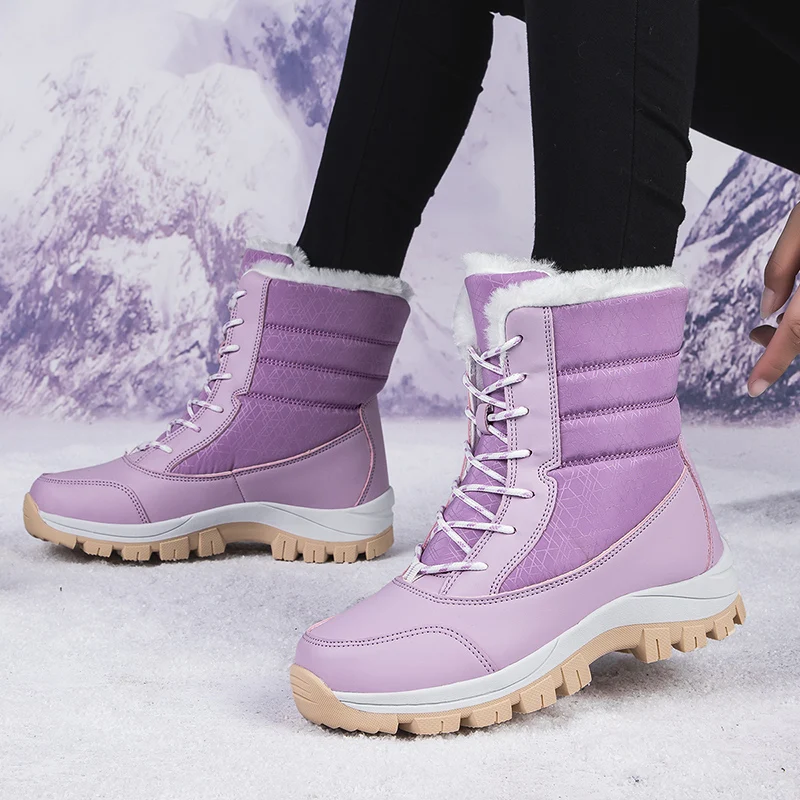 YISHEN Snow Boots Women Casual Winter Warm Plush Lining Non-slip Boots Platform Chunky Shoes Outdoor Waterproof Femmes Bottes