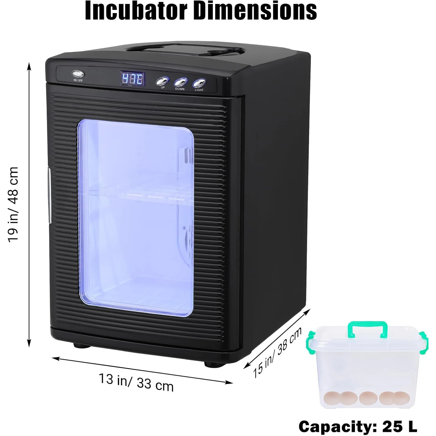 25 L Laboratory Incubator, Portable Reptile Science Laboratory Incubator, Temperature Controlled 10°C-60°C, for Small Reptiles