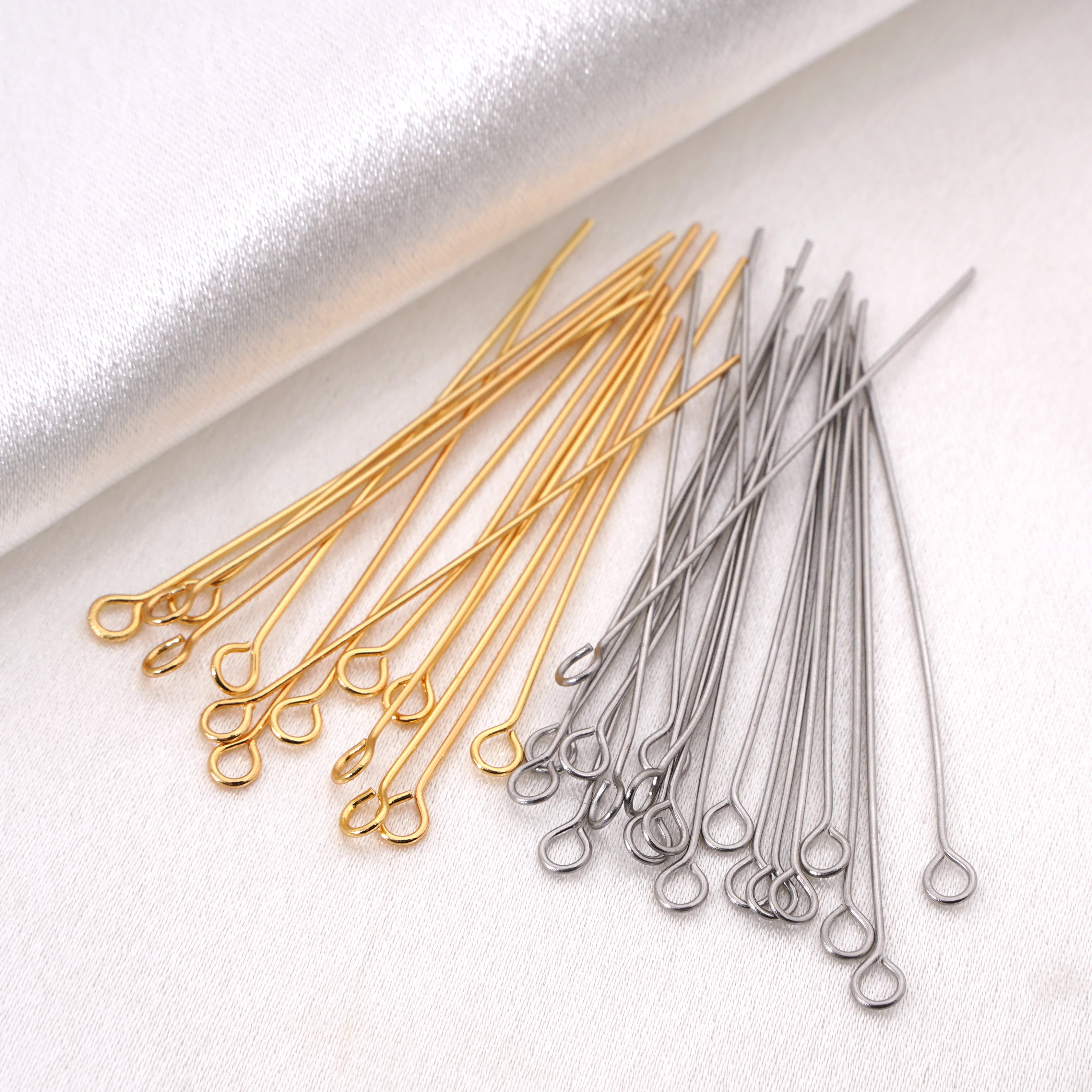 50/100Pcs 15-70mm Stainless Steel Material Nine Character Needles Eye Pins For Bracelets Necklaces Earrings DIY Jewelry Making