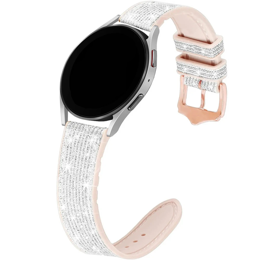 22mm 20mm strap for samsung galaxy watch 7 6 5 4 44mm 40mm 6classic band bling silicone strap HW watch GT 5 4 3 46mm 42mm strap