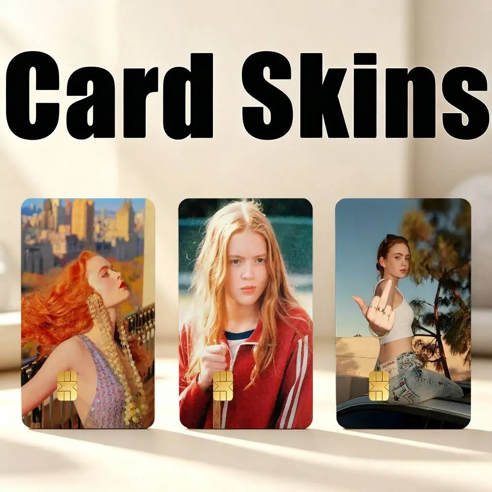 So Beautiful S-Sadie Sink M-Max 1Set 4Pcs Card Skin Stickers, Waterproof Decorative Film for Credit Debit Bank Bus IC Cards
