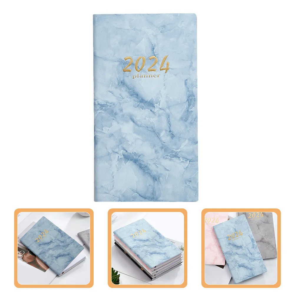 2024 Daily Planner English Academic Notebook Portable Compact Size Full Year Planning Pages Stylish Design Luxury Cover Daily