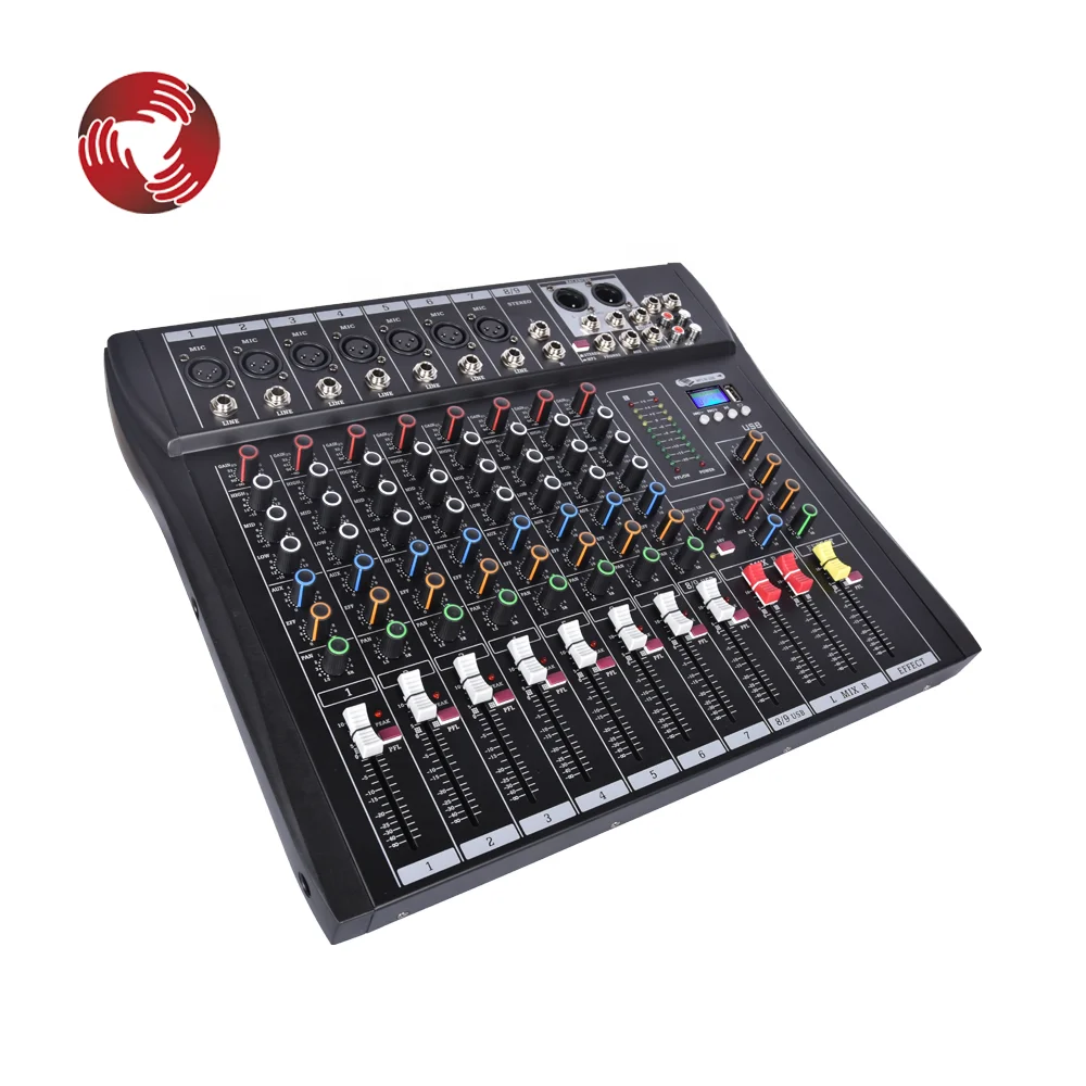 

Professional 8-channel audio mixer with USB inputs