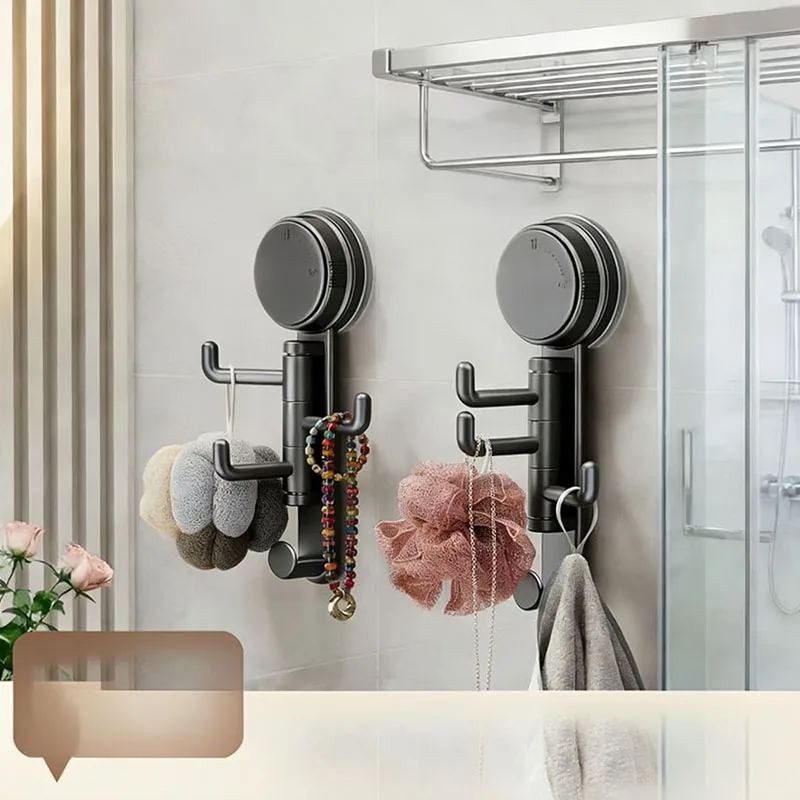 Rotatable Vacuum Suction Cup Hook, Strong Load-Bearing, No-D
