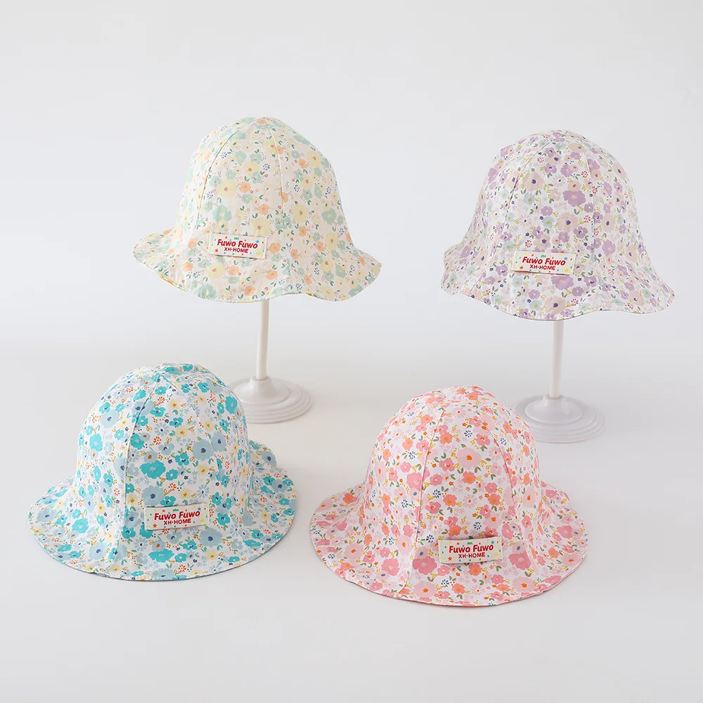 Girl‘s Double Sided Fisherman Hat 48cm 6-24 Month Kids Spring Summer Printed Sun Hat Outdoor Baby Girl Bucket Hat