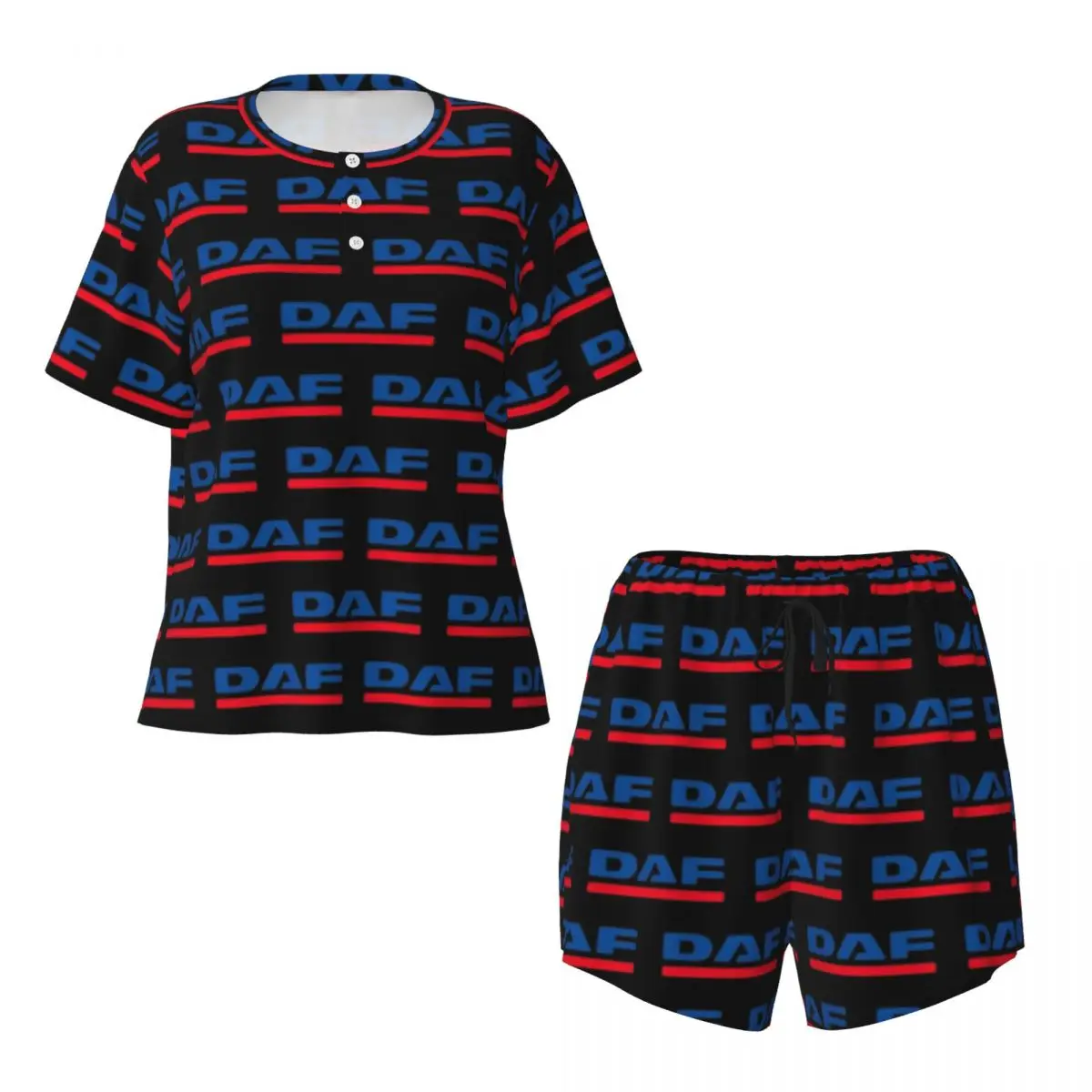 

DAF Logo Round Neck Short Sleeve Nightgowns for Sleeping Sleepshirts Women Soft Pajama Set Short Pants