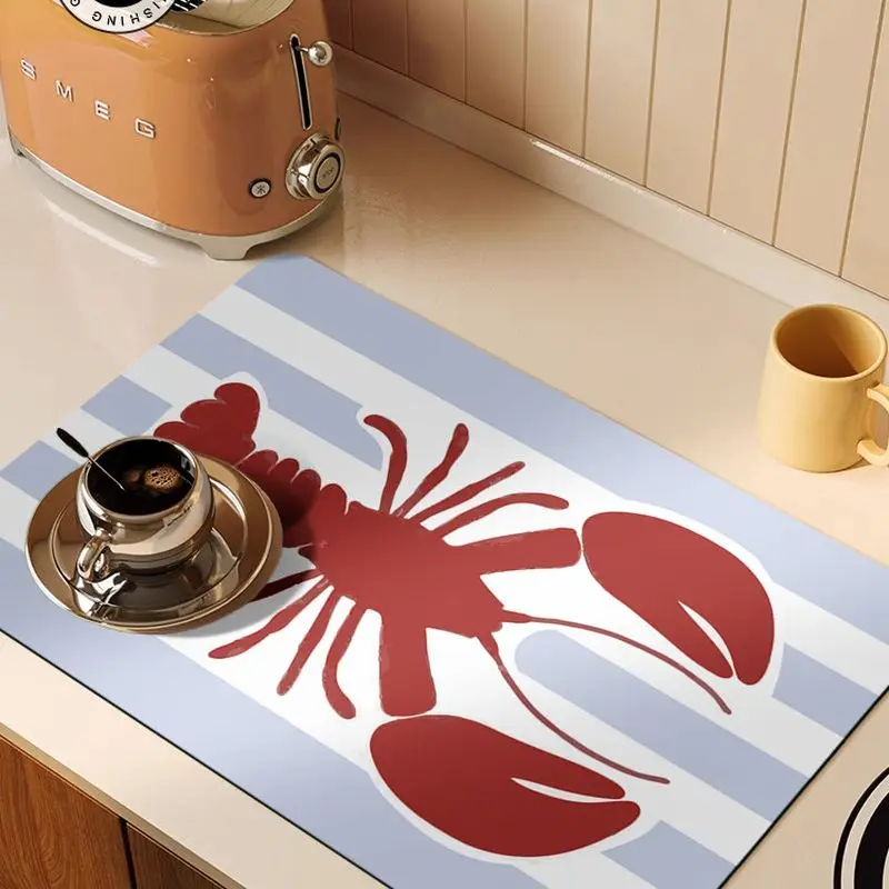 VIKAMA Retro Blue Sardine Tin Placemat, Cute Fish Table Mat, Heat Resistant Non Slip Washable Kitchen Pad, Dining Decor