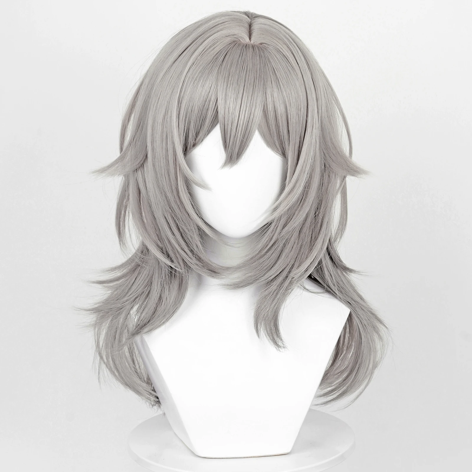 Juego Honkai: Star Rail Trailblazer Caelus Stelle pelucas de Cosplay con flequillo peluca sintética larga y recta de pelo gris para fiesta