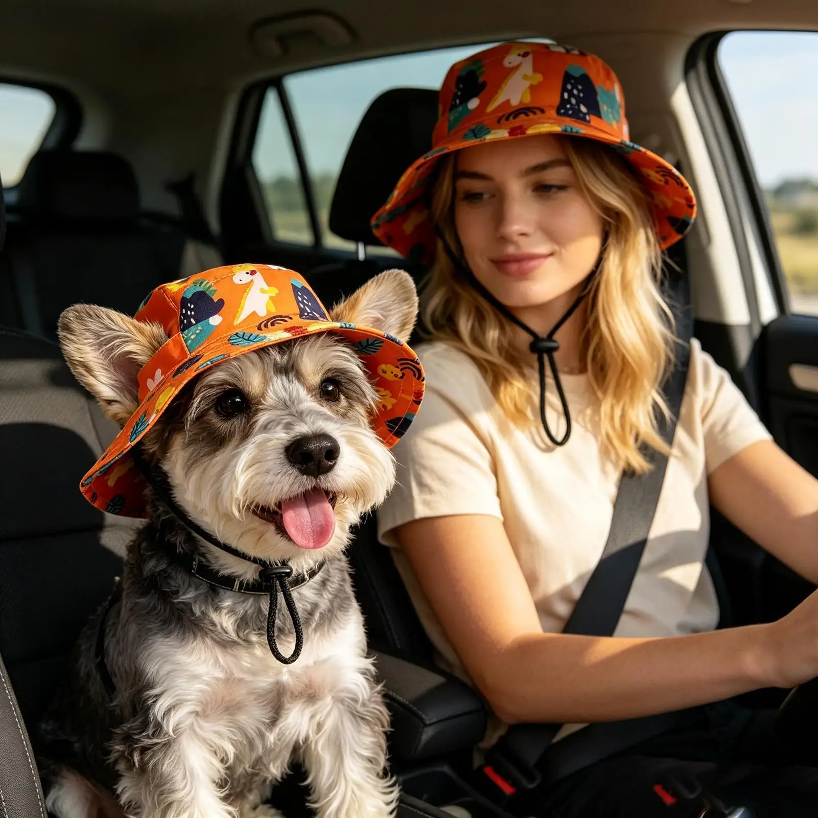 Easy Dog Bucket Hat Adjustable Ear Holes UV Protection for Small Medium Large Puppy Kitten Beach Hiking Camping Outdoor Walking