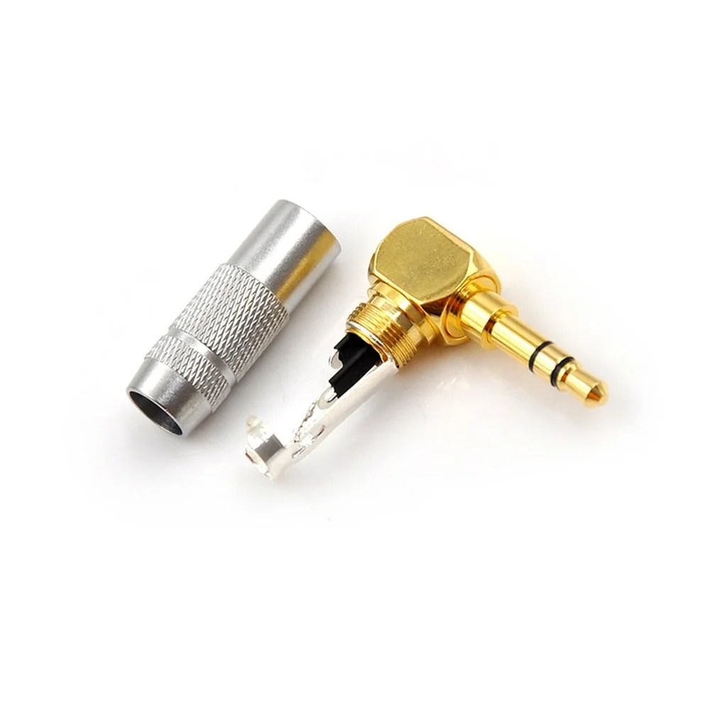 New L Shape 90 Degree 3.5mm 3 Pole Stereo Earphone Plug Male stereo phono DIY Solder Adapter