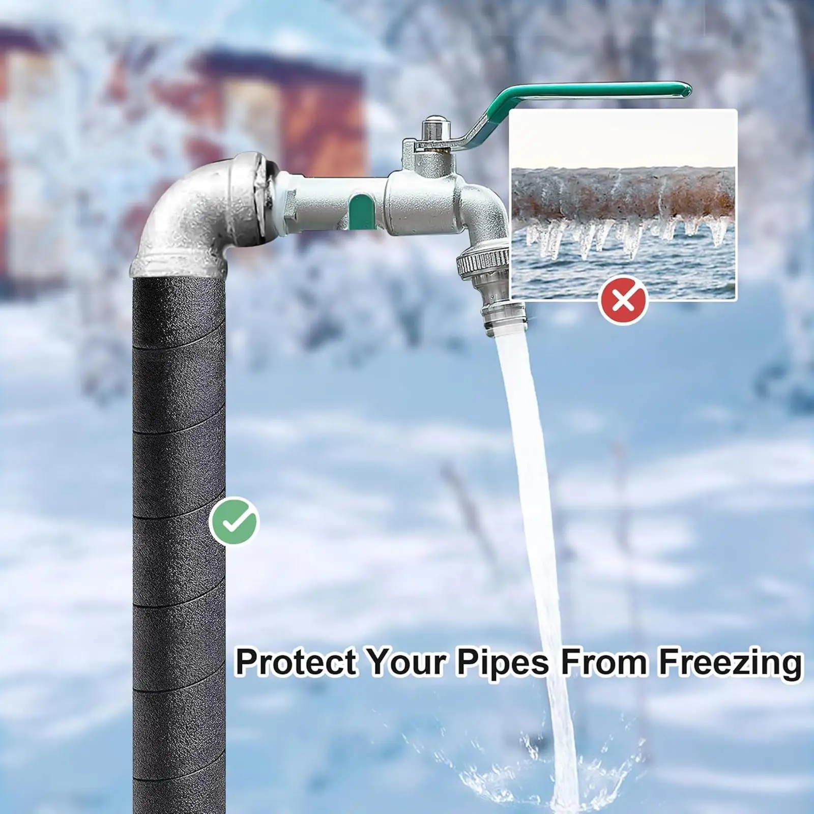 Self Sealing Pipe Insulation Tube EPE Foam Wrap Energy Saving Water Hose Connector for Preventing Freezing