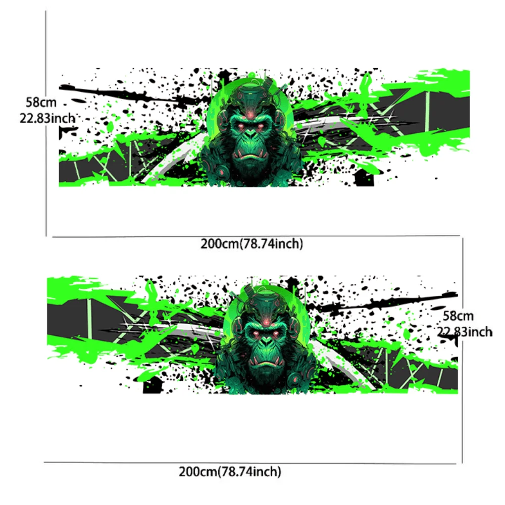 2PCS Machine Gorilla large area black spray splash car sticker, full body floral decoration covering scratches, waterproof car s
