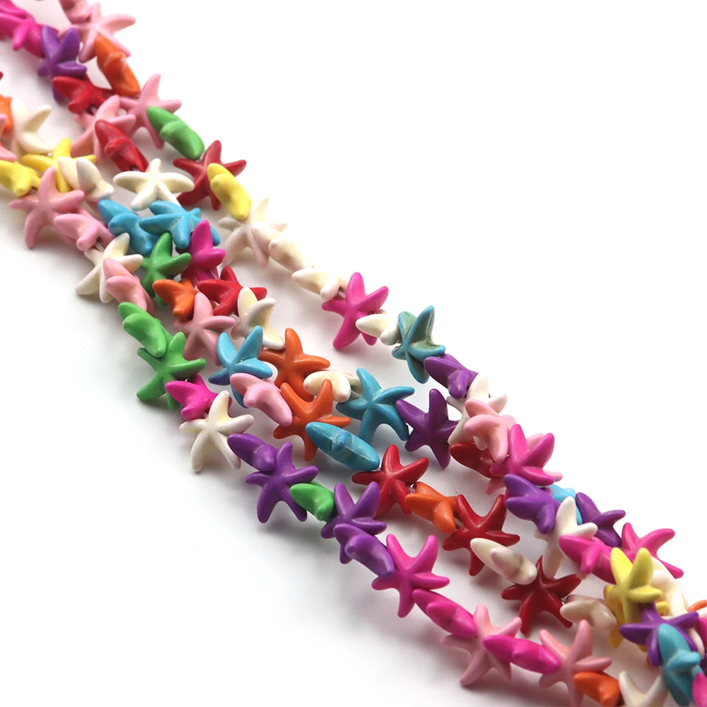 16 Pcs/Bag Of Multi-Color Mixed Natural Dye Turquoise Starfish/Turtle/Beaded DIY Handmade Jewelry