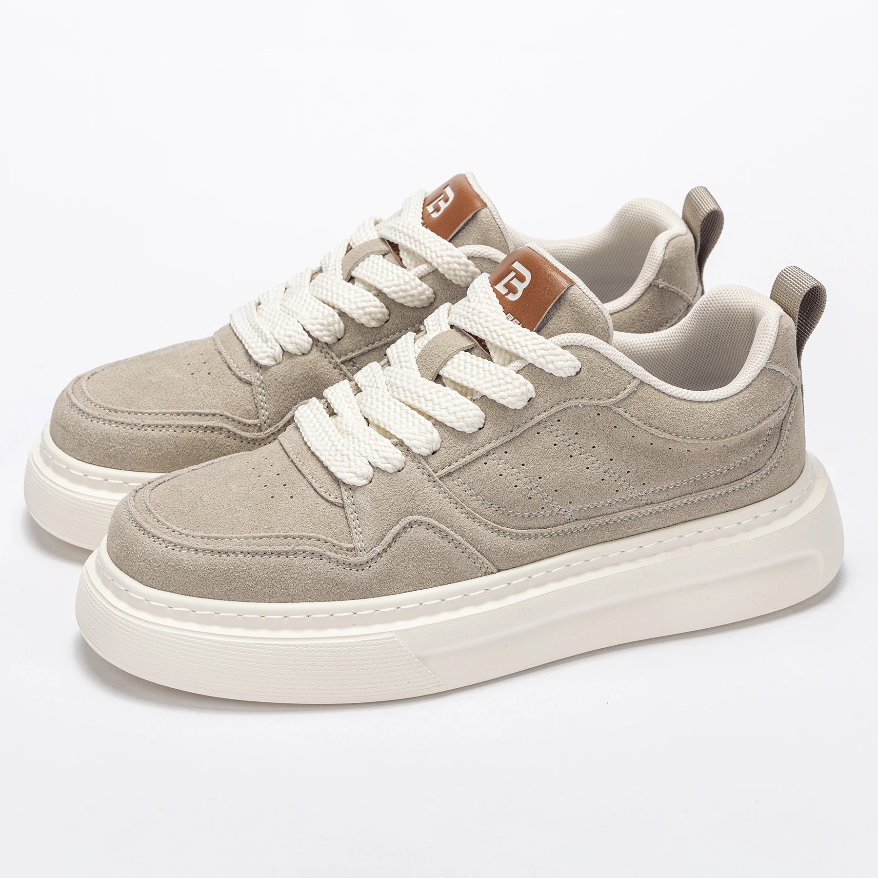 LBEL 20206 Zapatos Casuales Retro de Suela Gruesa para Hombre, Cómodos, de Cuero, con Cordones, Modernos, Botas Sin Cordones,...