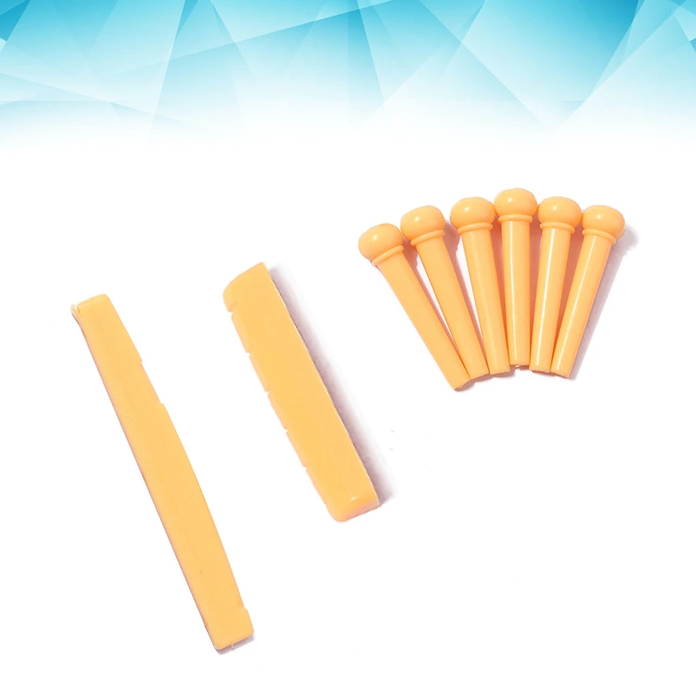 

Replacement Parts Plastic Bridge Saddle Nut Set Light Brown Standard Size Durable For Acoustic Guitar Accessories Pins Guitar