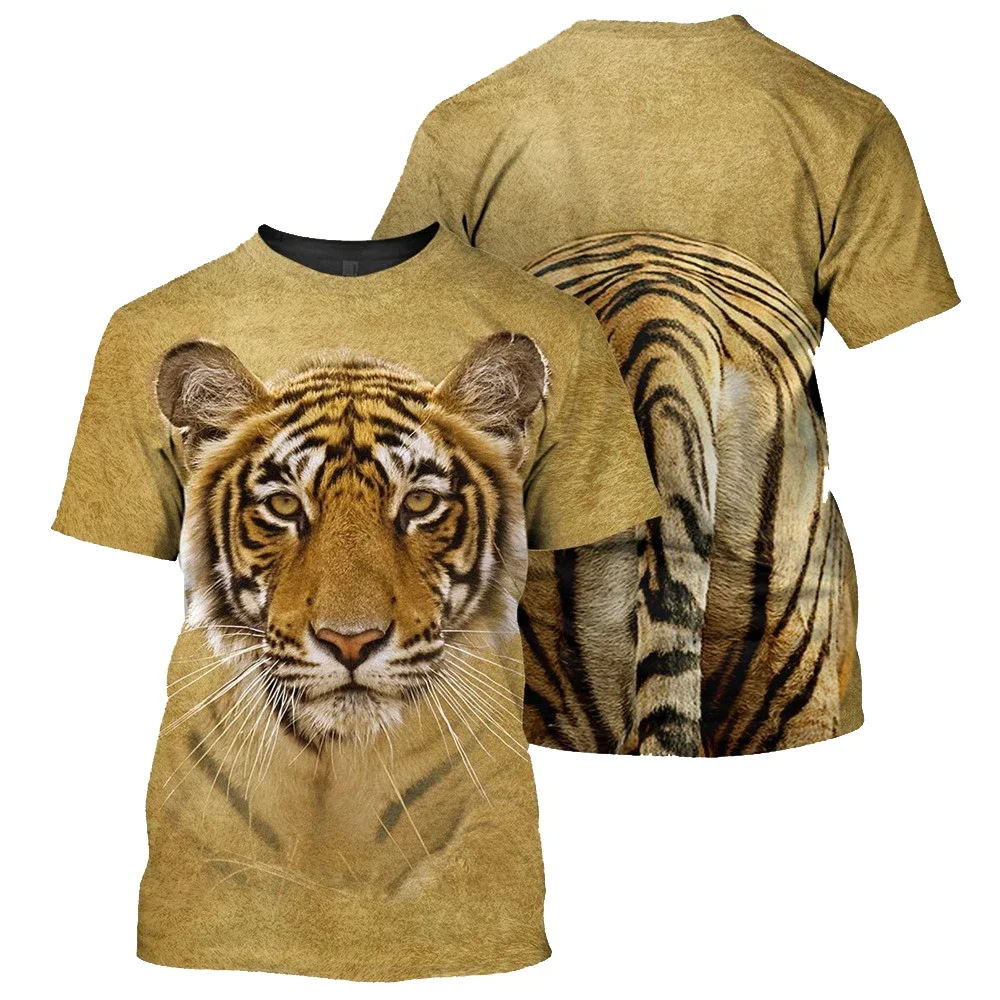 HX New Fashion T-shirts Wild Animals Tiger Front and Back 3D Printed T Shirts Men Women Casual Shirts Male Female Tops S-7XL
