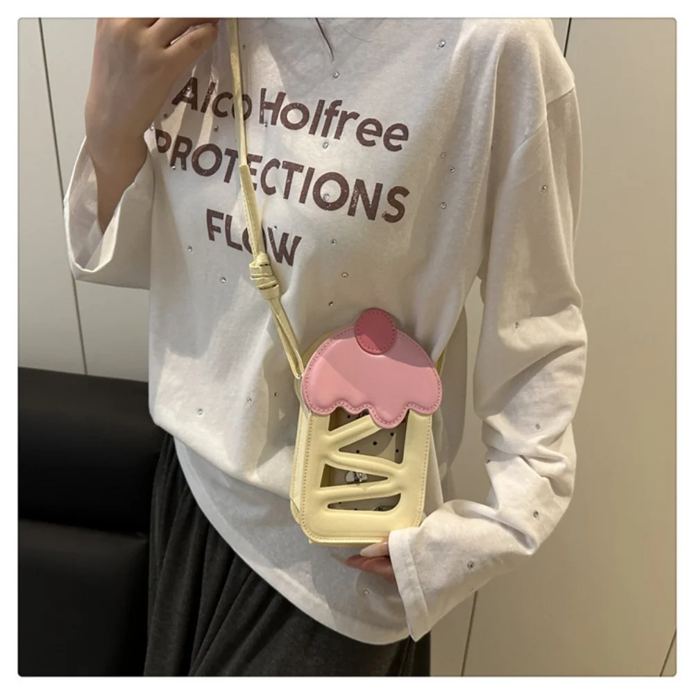 

Sweet Cute Cherry Cake Shaped Shoulder Bag Fashion Hollow Out Mini Mobile Phone Bag Trendy Crossbody Bag Niche Korean Trendy Bag