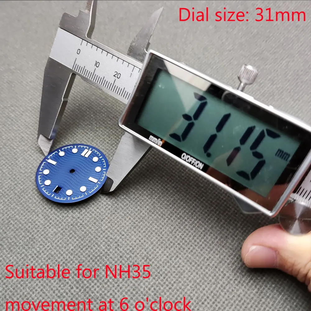 NH35 watch dial parts 31mm luminescent watch Mod sterile seahorse dial suitable for NH35 automatic movement 6 o'clock watch