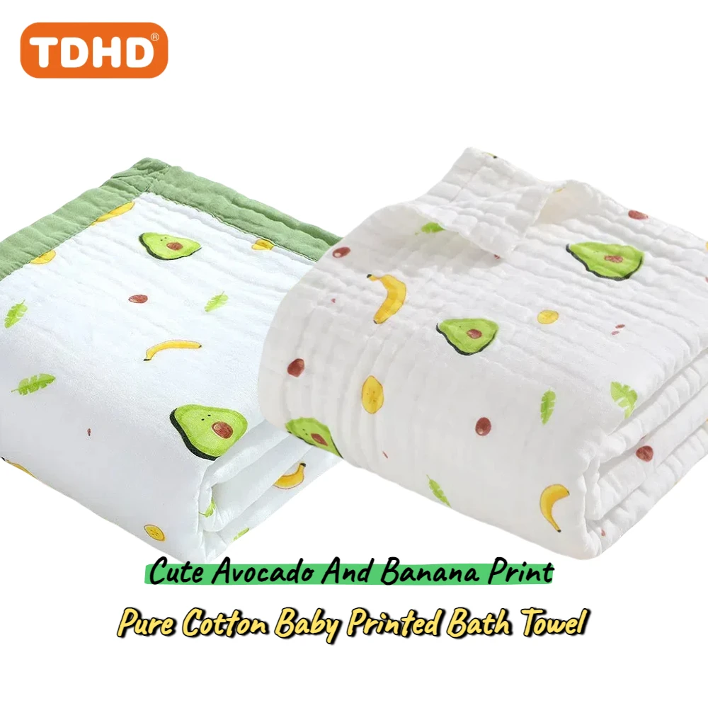 

TDHD Детский большой комплект банных полотенец и одеял, всесезонное использование, мягкое вязаное хлопковое волокно, милый принт авокадо и банана, универсальное полотенце