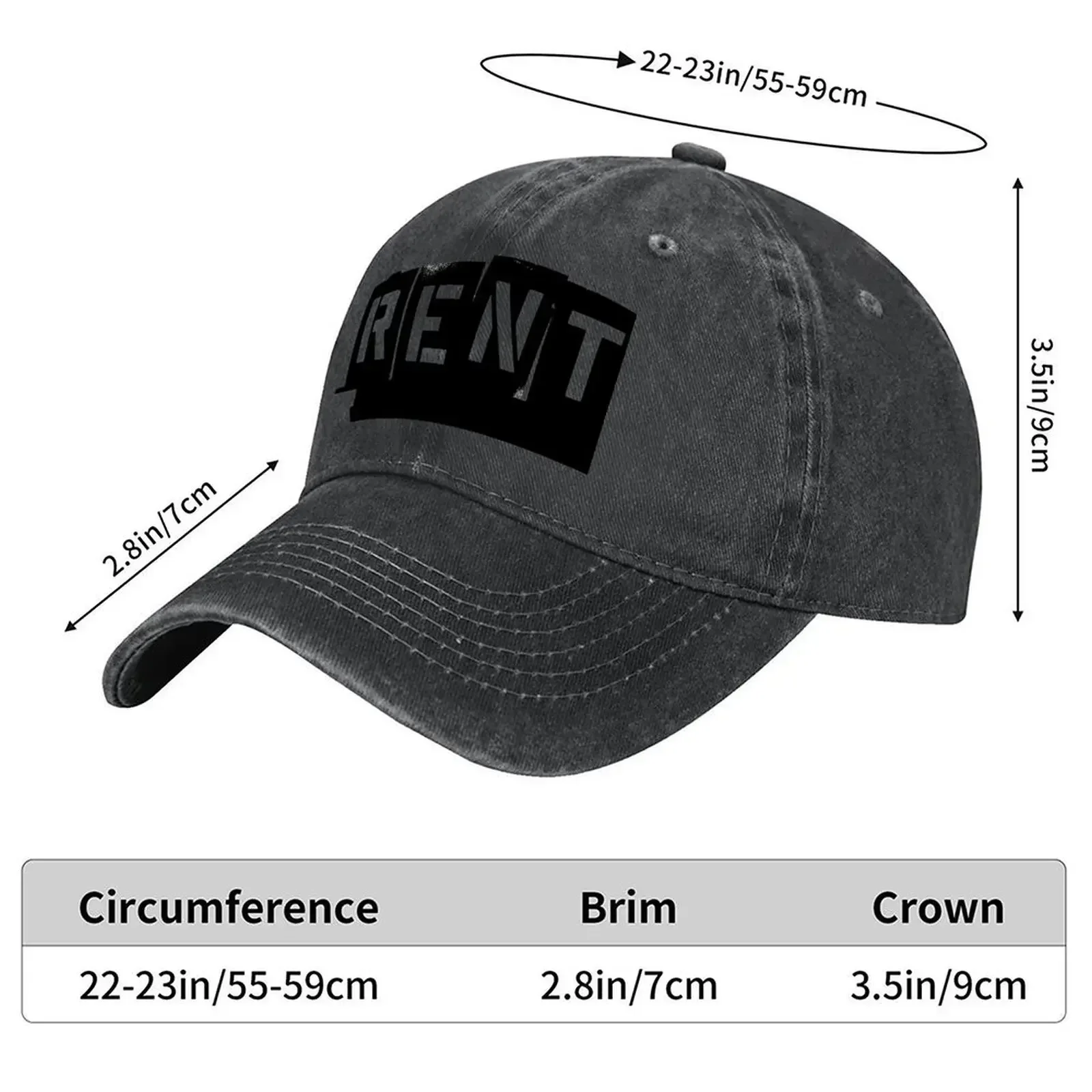 New Rent Logo B&W Baseball Cap Golf Sun Hat For Children Beach Golf Hat Golf Women Men's