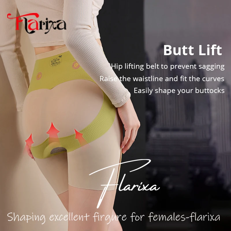 Flarixa 5D Levitation High Waist Hip Lift Women Shapewear Shorts Thin Slim Fit Yoga Boxer Seamless Flat Belly Safety Pants M-2XL