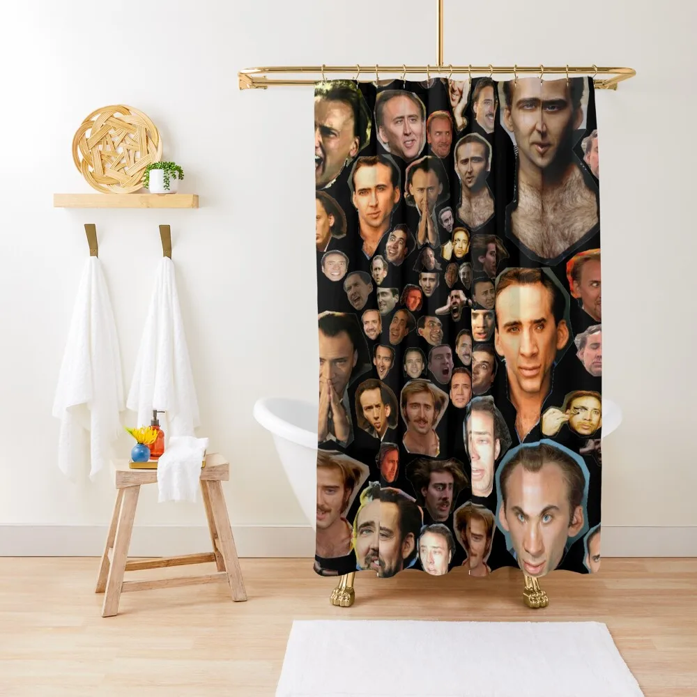 

Nicholas Cage Faces Pattern - Nicolas Cage - Nick Cage - Nic Faces Pattern Shower Curtain Shower For Bathroom Curtain