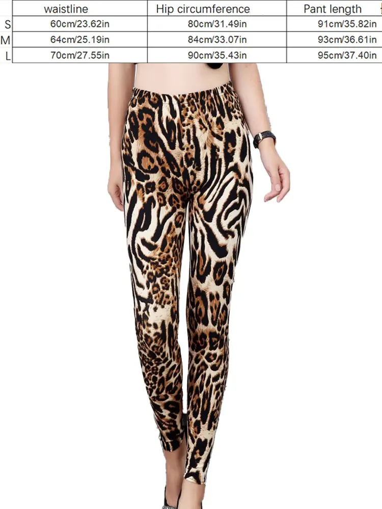 Women\'s 9-point leggings for outerwear plus plus size thin sexy leopard print elastic pants for women