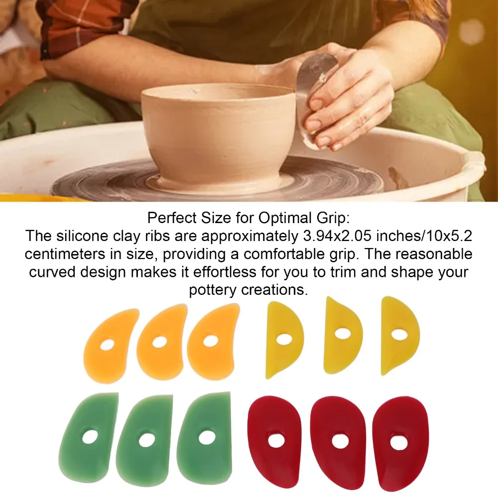 Picture 3: 12Pcs Smoothing Tool Silicone Pottery Scraper Flexible Smooth Clay Tool Reusable Durable Silicone Scraper Pottery