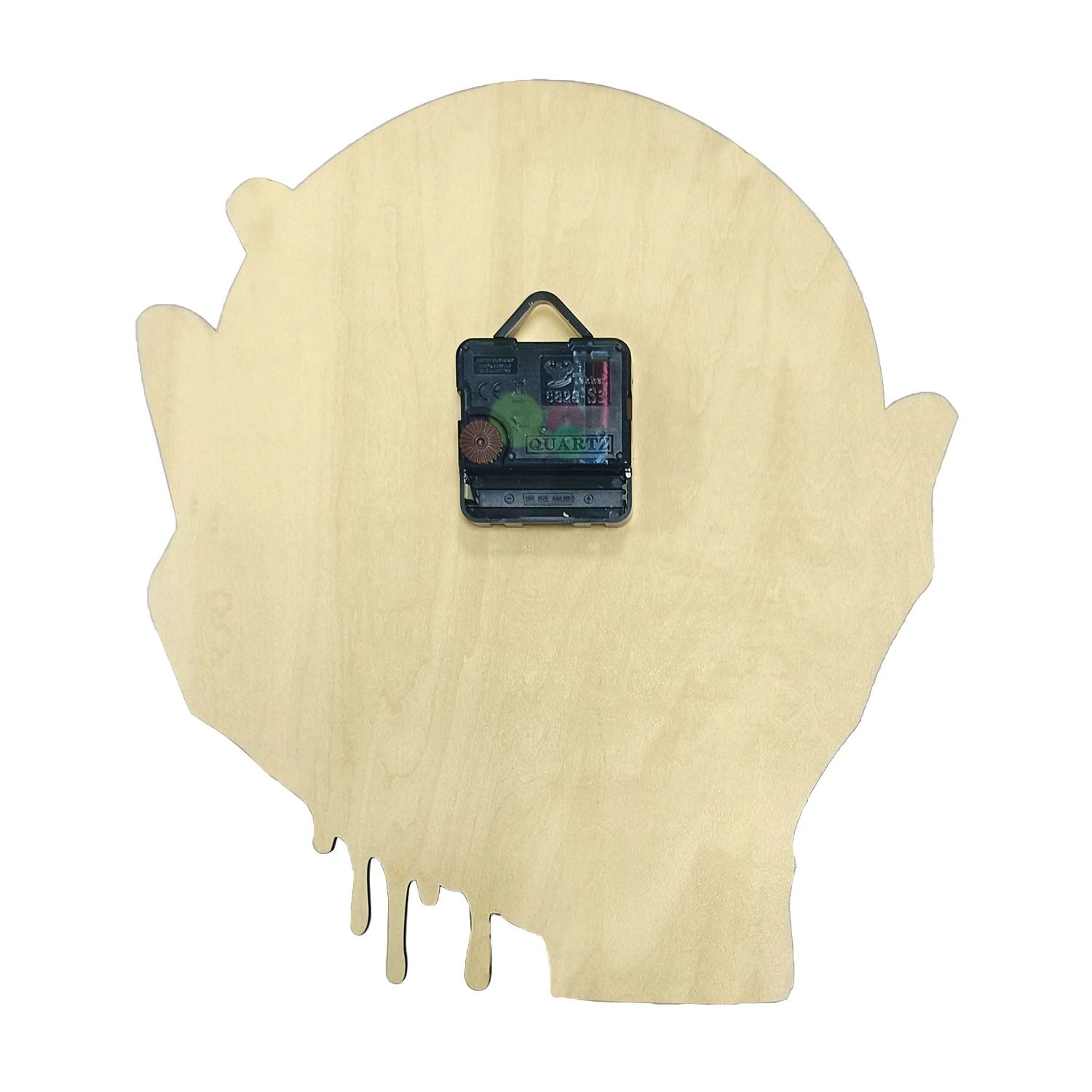 Melting Clock in Hand Laser Engraved Wooden Wall Clock Rustic Home Decor Watch Old Distorted Natural Wood Silent Quartz Clock