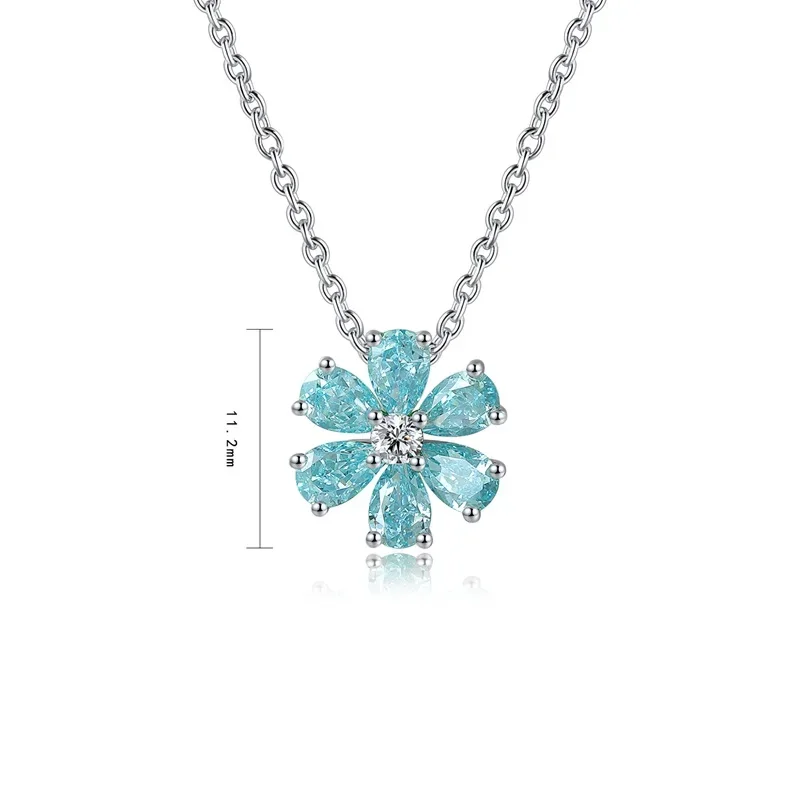 

Ruif 925 Sterling Silver Nice Look 2.25ct Pear Lab Grown Paraiba Pendant Necklace for Women Chain Jewelry Accessories